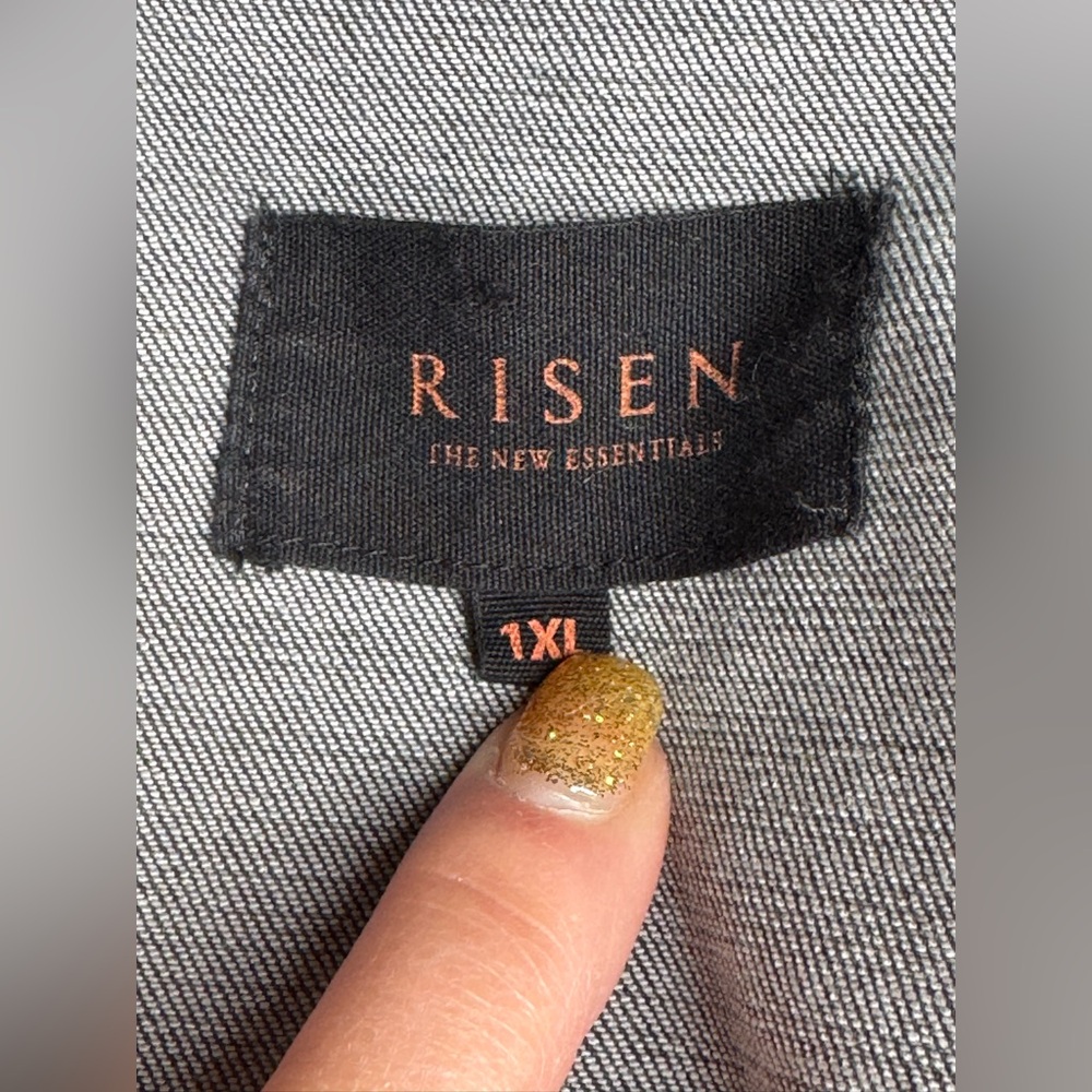 RISEN Distressed Denim Jacket 1XL Button Down Style #XRDJ1115 Charcoal Black - Picture 7 of 9